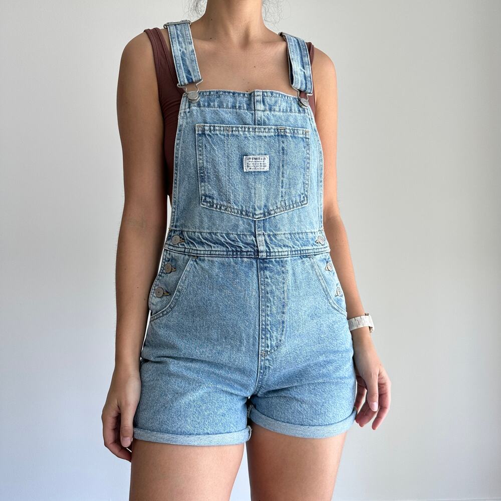 Free People Levi's Overalls Shorts Denim Shortalls Festival Bib Farmer - Picture 12 of 12
